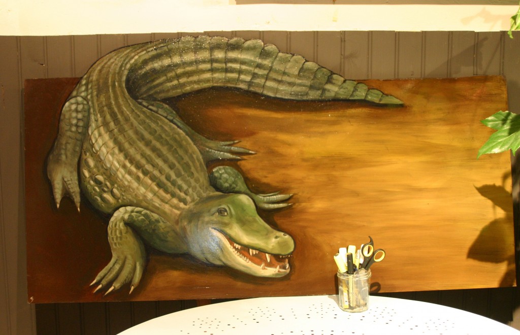 Crocodile peinture sur bois