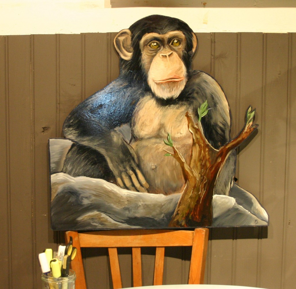 Chimpanzé peinture sur bois