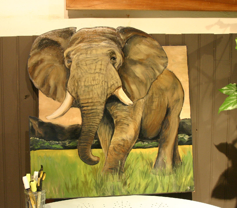 Éléphant peinture sur bois