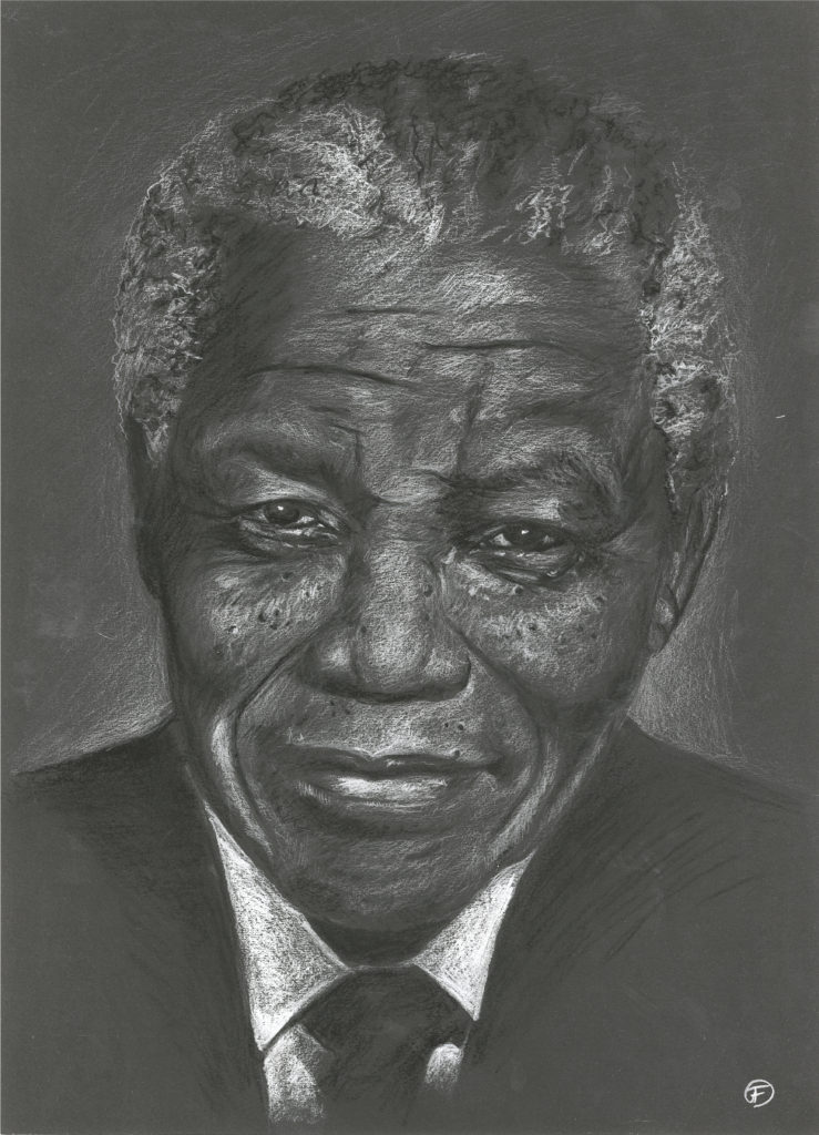 Dessin Nelson Mandela Madiba pastels secs portrait